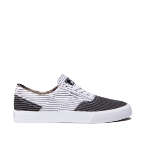 Mens Supra Low Top Shoes COBALT Black/White Stripe/white | AU-15072